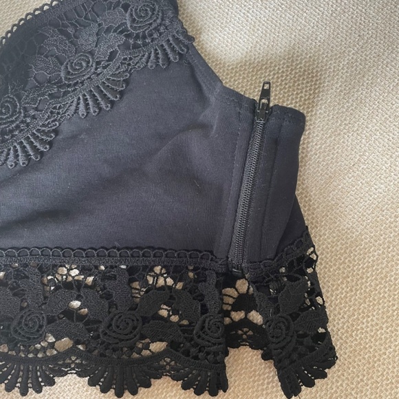 Topshop black crochet crop top bralette size 6 - Picture 5 of 11